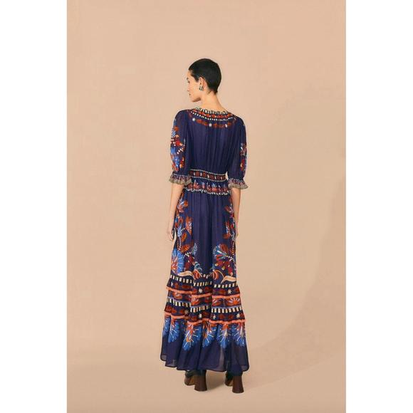 NEW FARM RIO nature beauty short sleeve maxi dress in blue - Picture 2 of 3